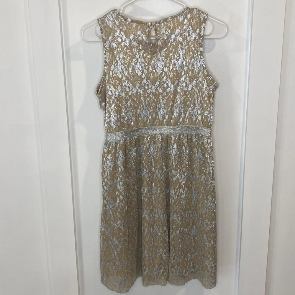 WONDER NATION tan & silver sleeveless dress
